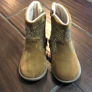 Carters Girls Tan and Gold Glitter Boot